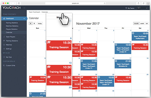 Calendar new function of MyCoach