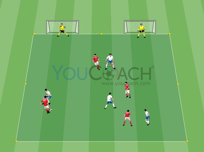 Small-sided Game: 4 v 4 scoring on two goals